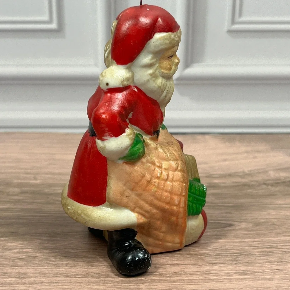 Vintage R.O.C Santa Claus Figurine Set 3 Ceramic Christmas Ornaments Taiwan